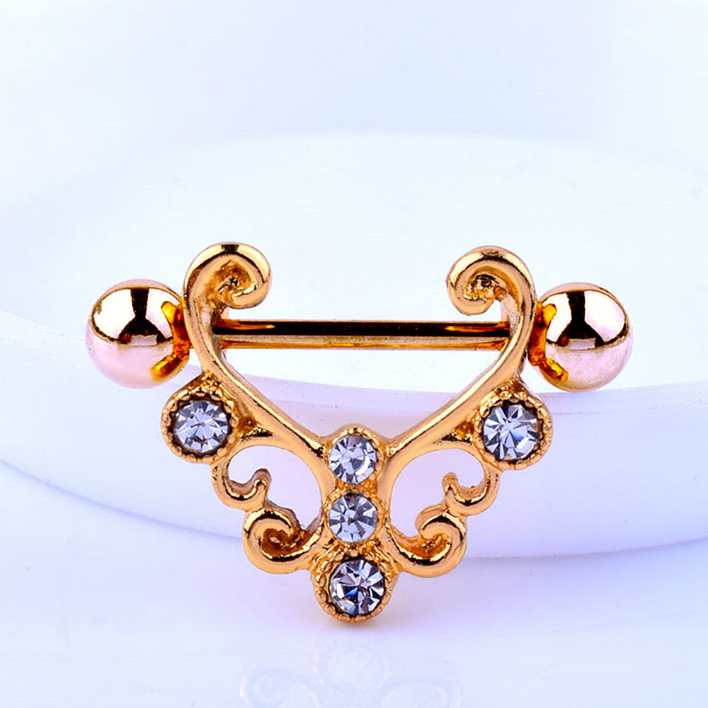 Diamond Nipple Barbell Ring with Drop Dangle | HX Jewelry